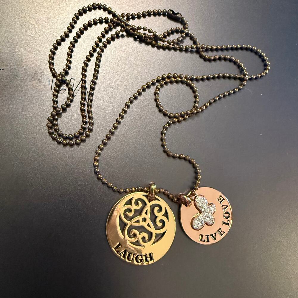 Mixed Metal Gold & Rose Gold Live Love Laugh Plated Necklace